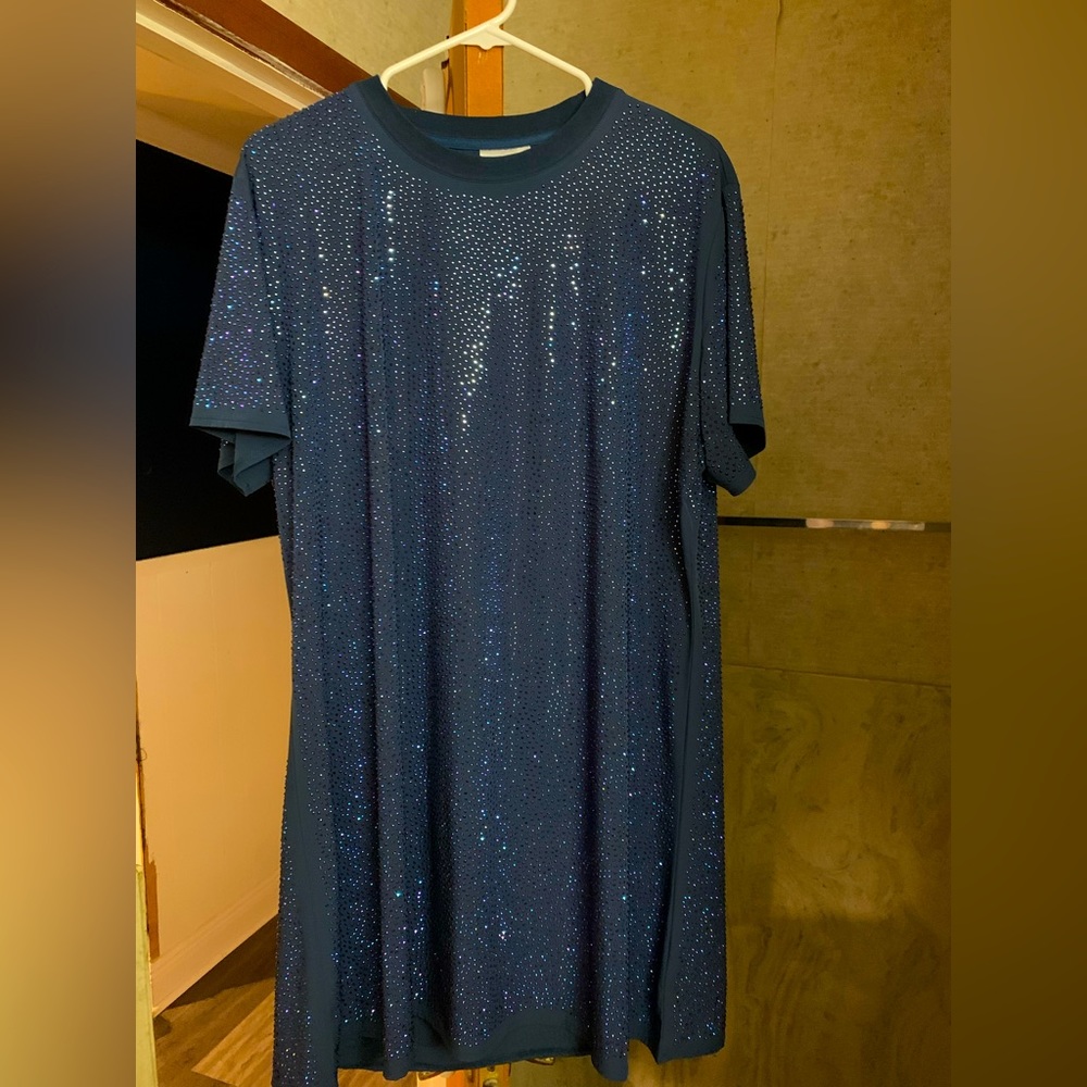 Dark Teal Rhinestone Tee Dress